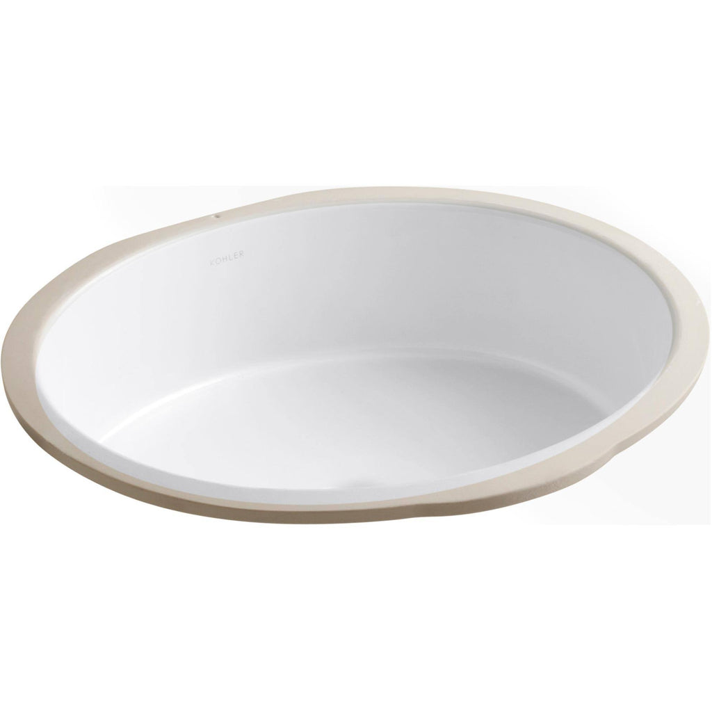 White Oval Undermount Bathroom Sink B6061