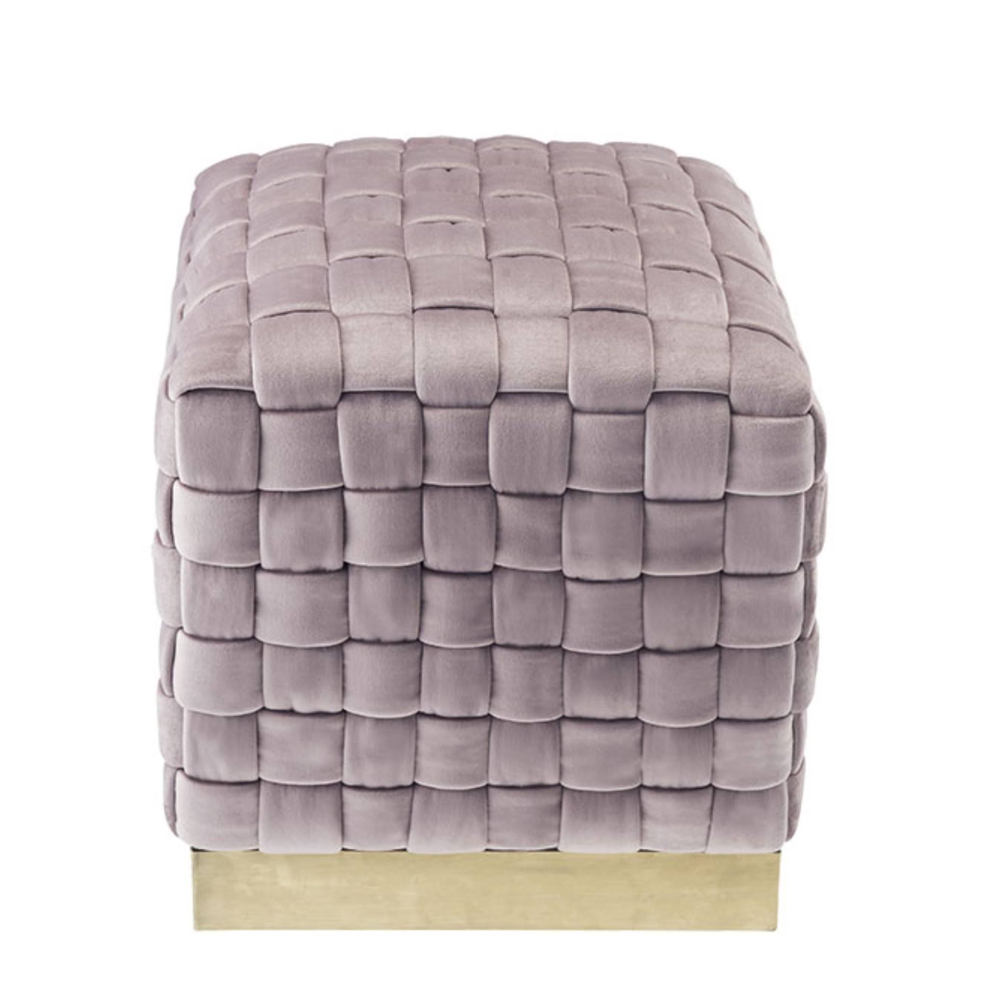 Navy Gold Velvet Cube Ottoman A843