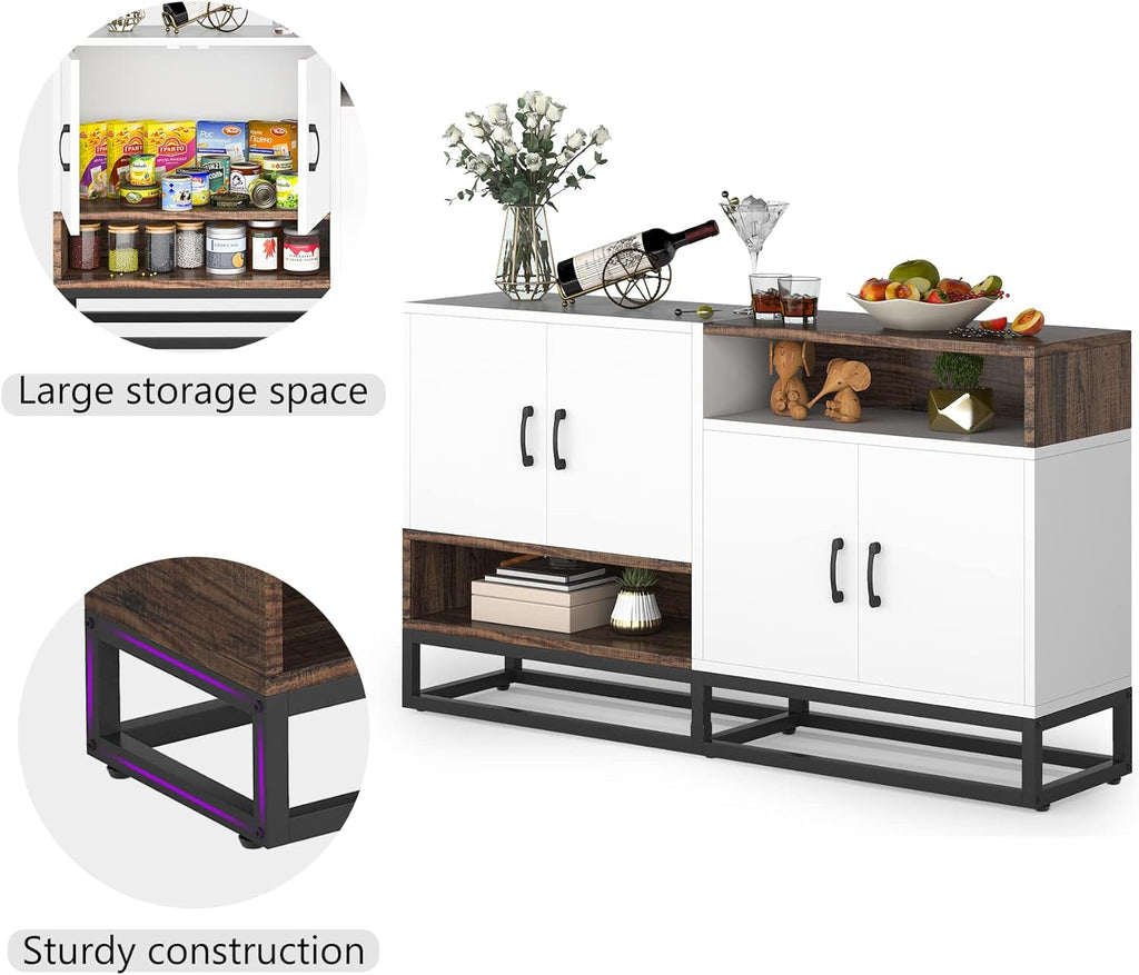 4 Door Storage Cabinet with Open Shelves N781429