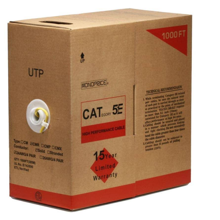 CAT 5e UTP Bulk Cable 1000 ft Yellow H233483