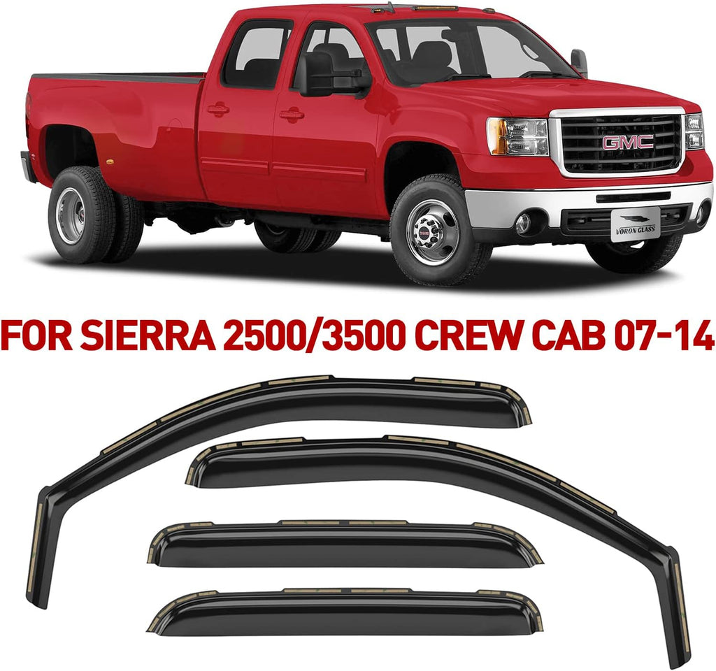 4 Pieces Glass Tape-on Rain Guards for Trucks Crew Cab M2216