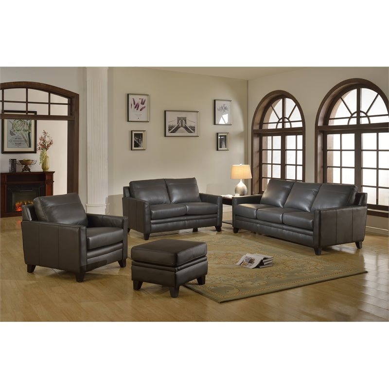 Charcoal Genuine Leather Loveseat L61547