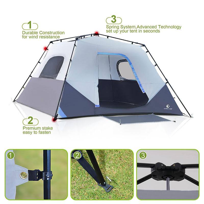 6 Person Instant Cabin Camping Tent Orange J479687