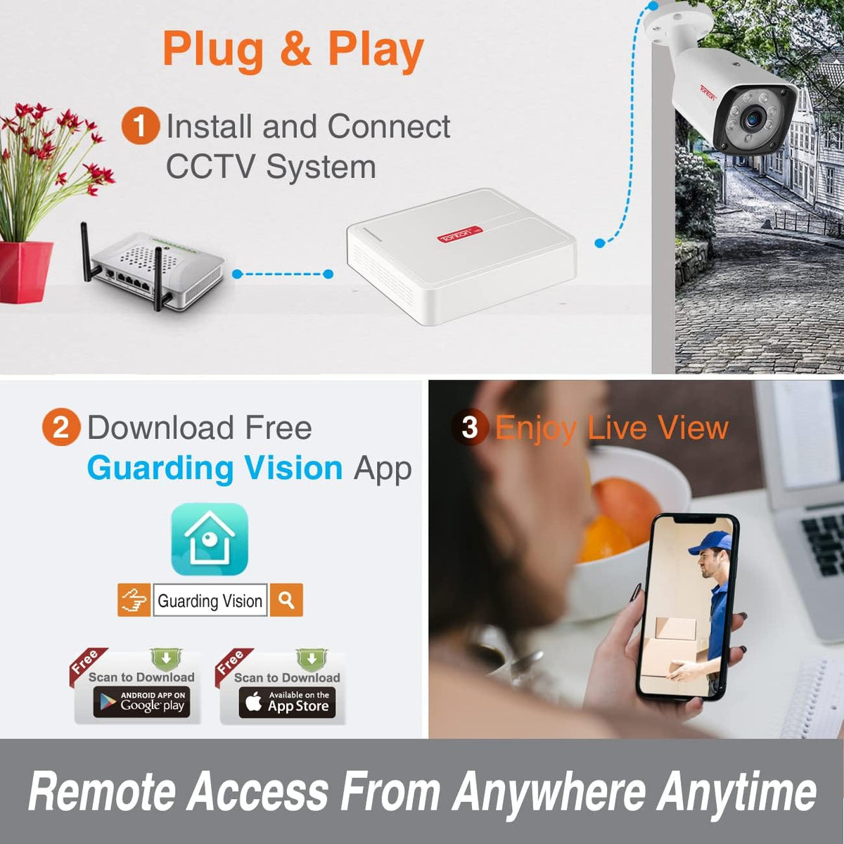 5MP Lite 8 Channel Security Camera System with 1TB HDD and 4PCS 2.0MP Weatherproof CCTV Bullet Cameras B511356