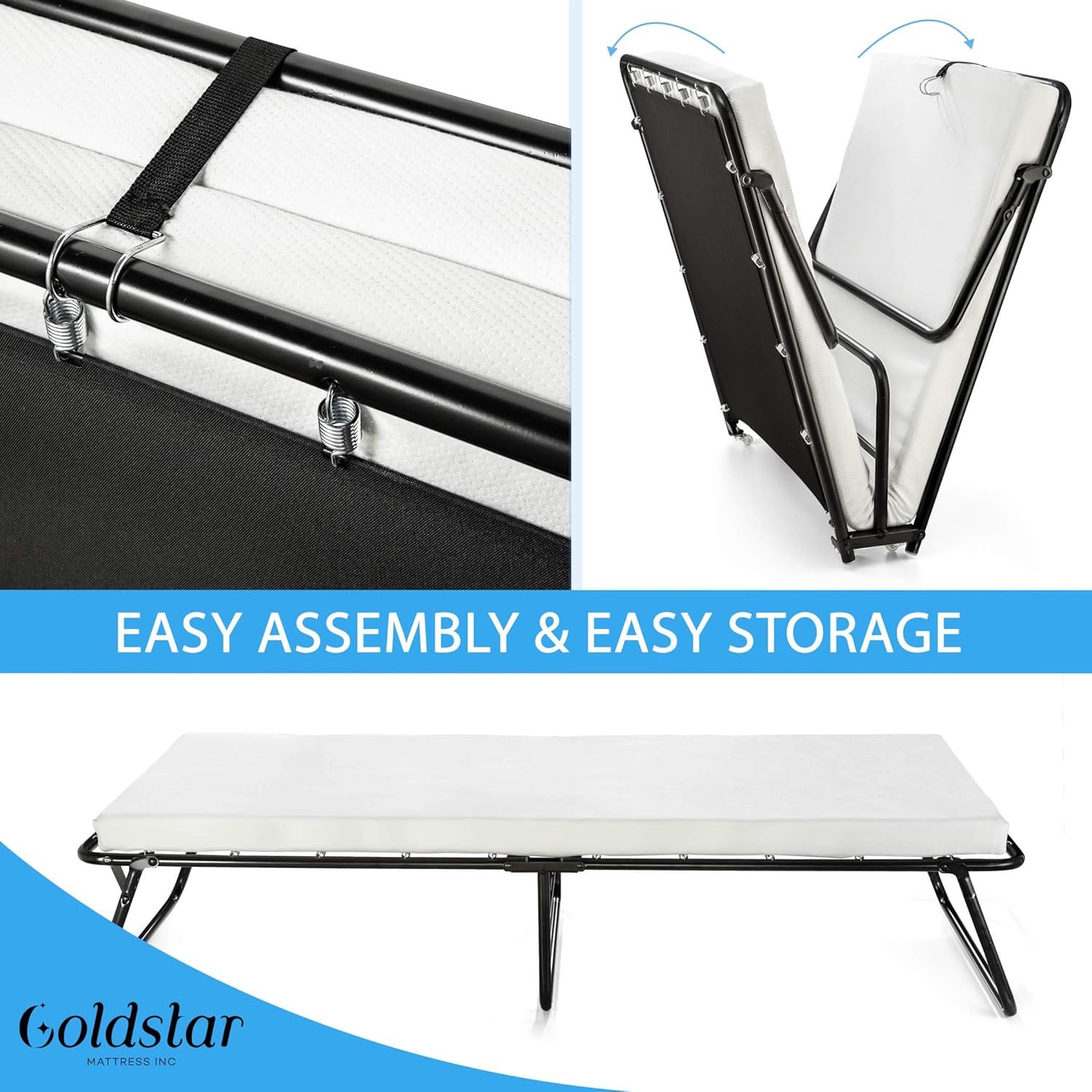 Large Rollaway Folding Guest Bed with 3-Inch Memory Foam Mattress M77286