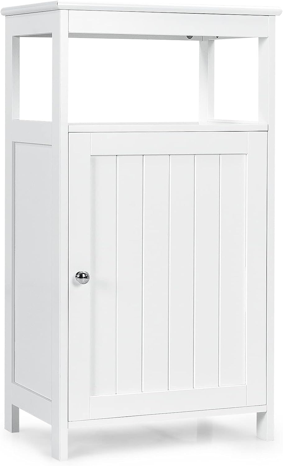 White Single Door Adjustable Shelf Floor Storage Cabinet E319