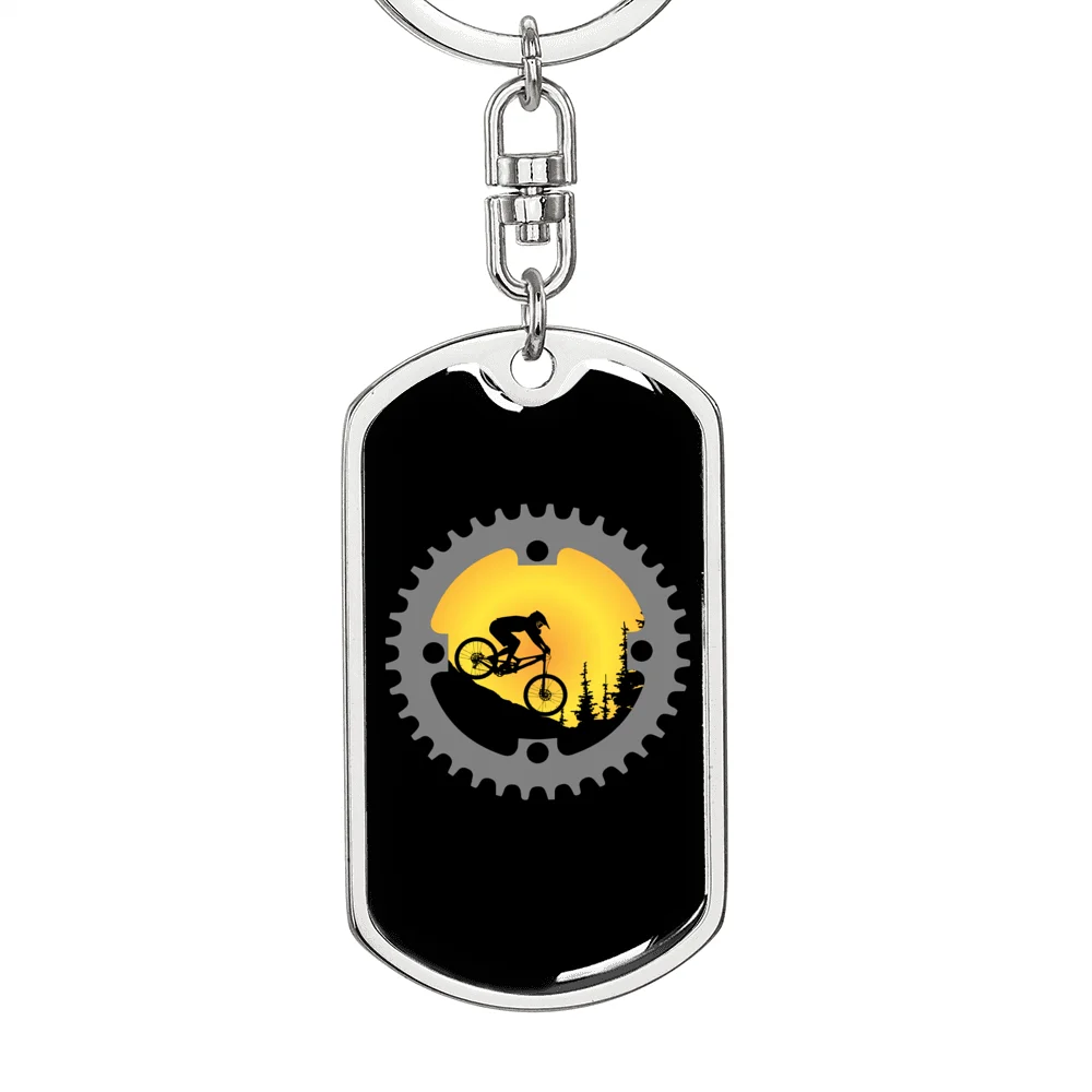 Stainless Steel or 18k Gold Swivel Dog Tag Keychain H6342