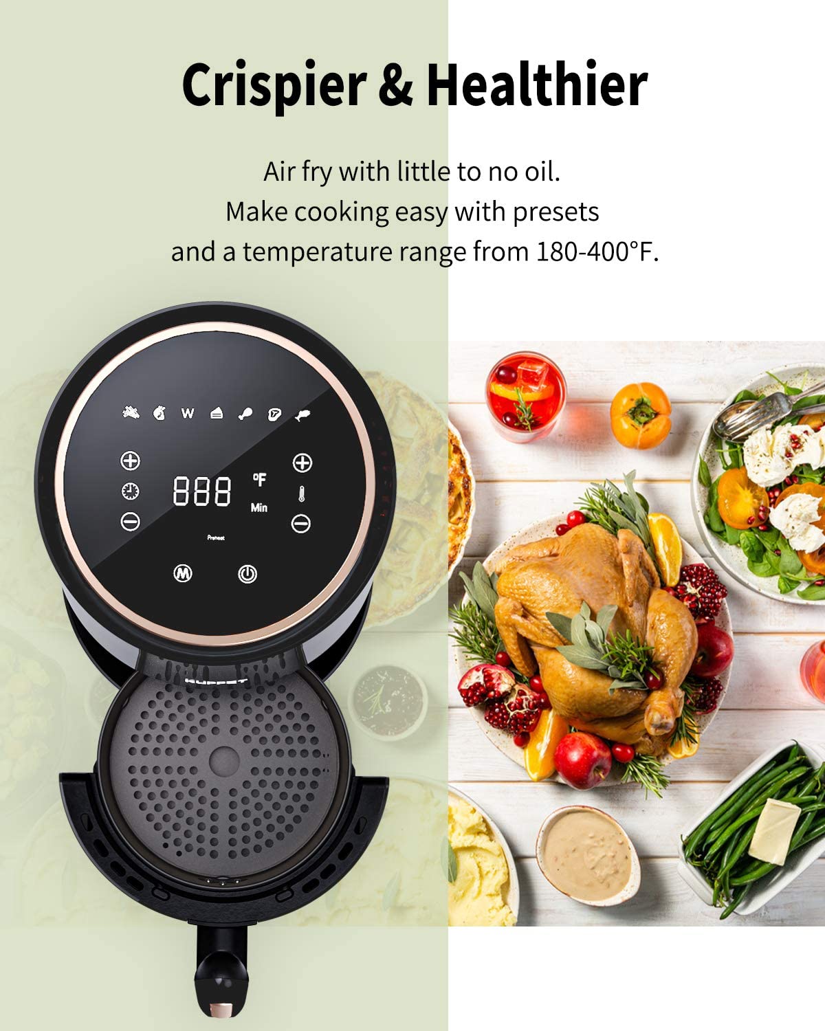 Black 1500W Electric Air Fryer V340
