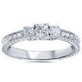 14K White Gold Three Stone Diamond Engagement Ring W522063