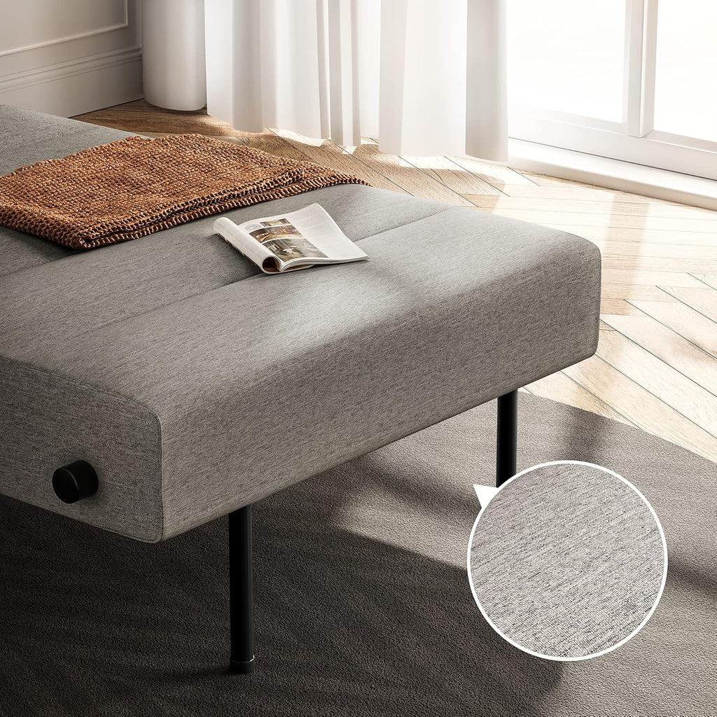 Light Gray Linen Convertible Sofa Bed W372866