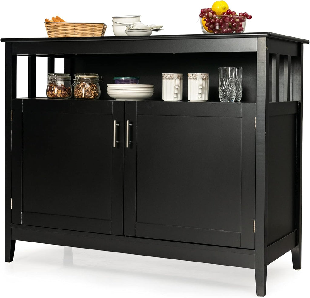 Black Freestanding Buffet Cabinet with Adjustable Shelf, 45 x 20 x 36 inches A277602