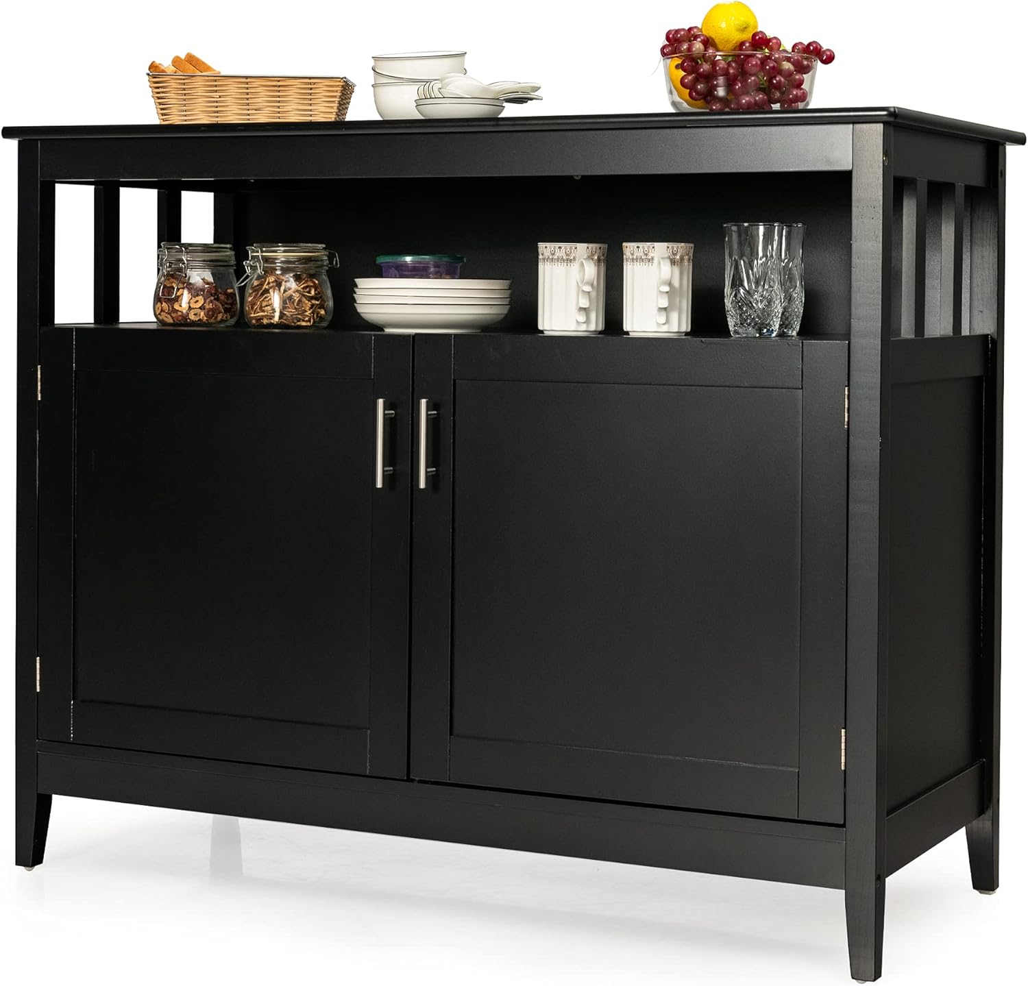Black Freestanding Buffet Cabinet with Adjustable Shelf, 45 x 20 x 36 inches A277602