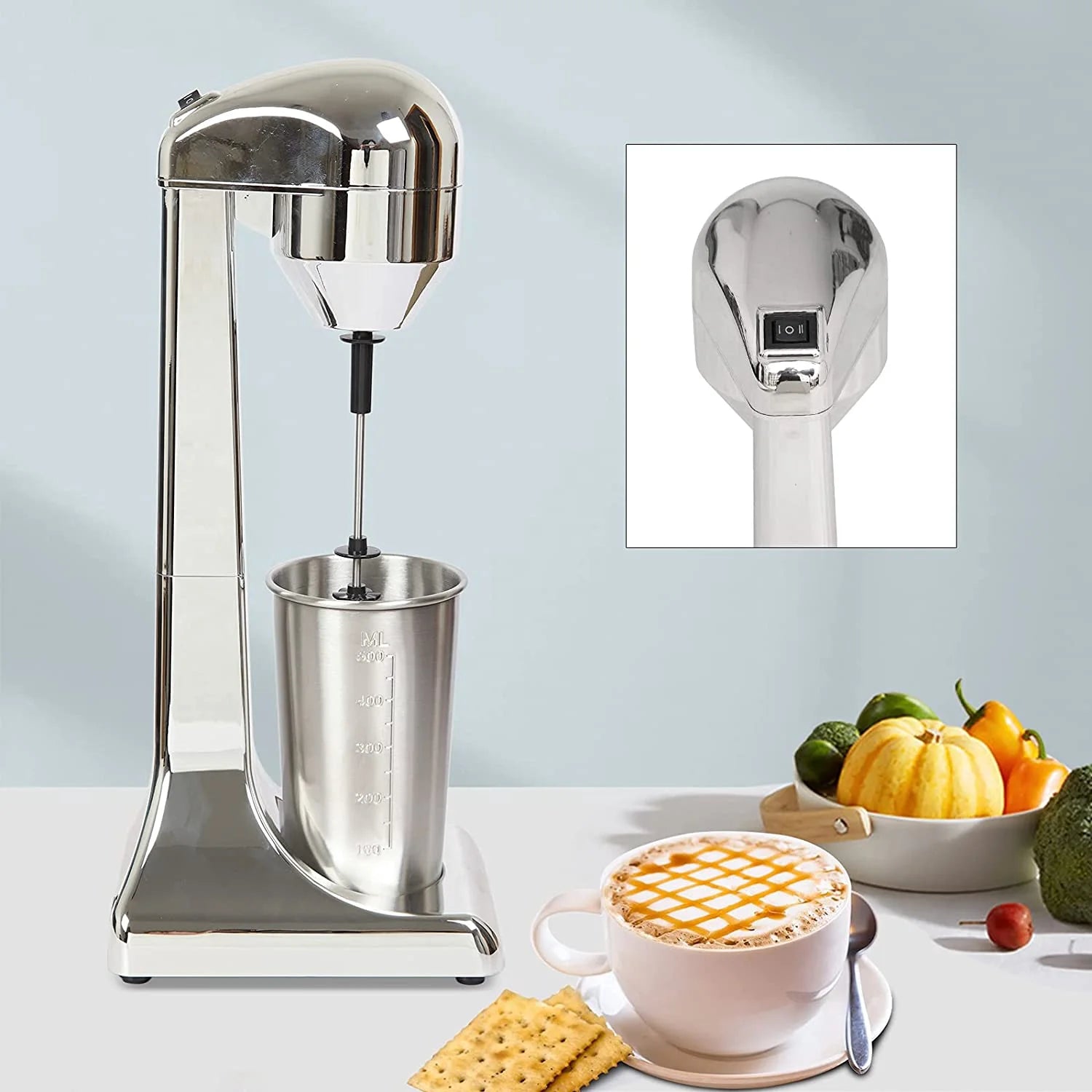 110V 23000RPM Electric Milk Shaker Machine with 500ml Stainless Steel Cup R298966
