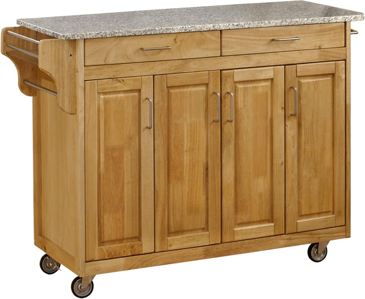 Black Finish Four Door Kitchen Cart with Stainless Steel Top J267459