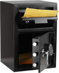 Black Metal Steel Drop Safe Box with Electronic Keypad & Key Lock N637700