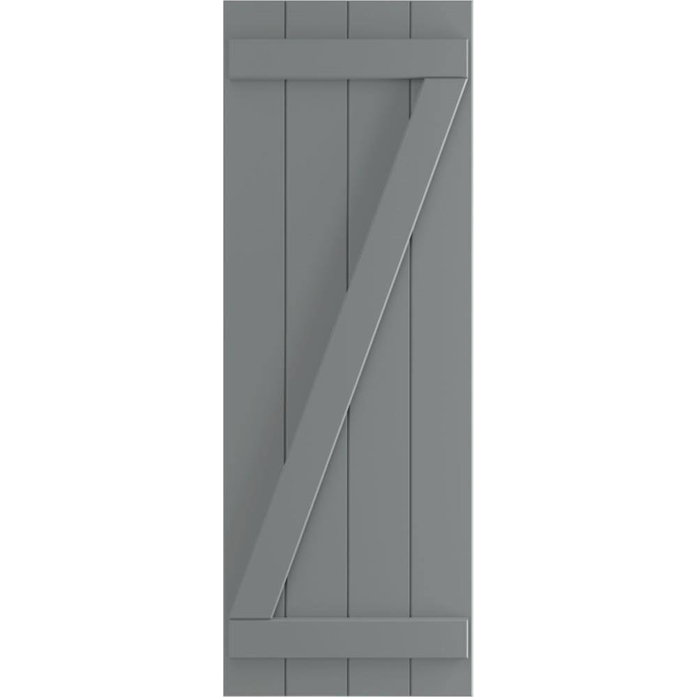 PVC Four Board Joined Board and Batten Shutters with Z-Bar, Ocean Swell D481