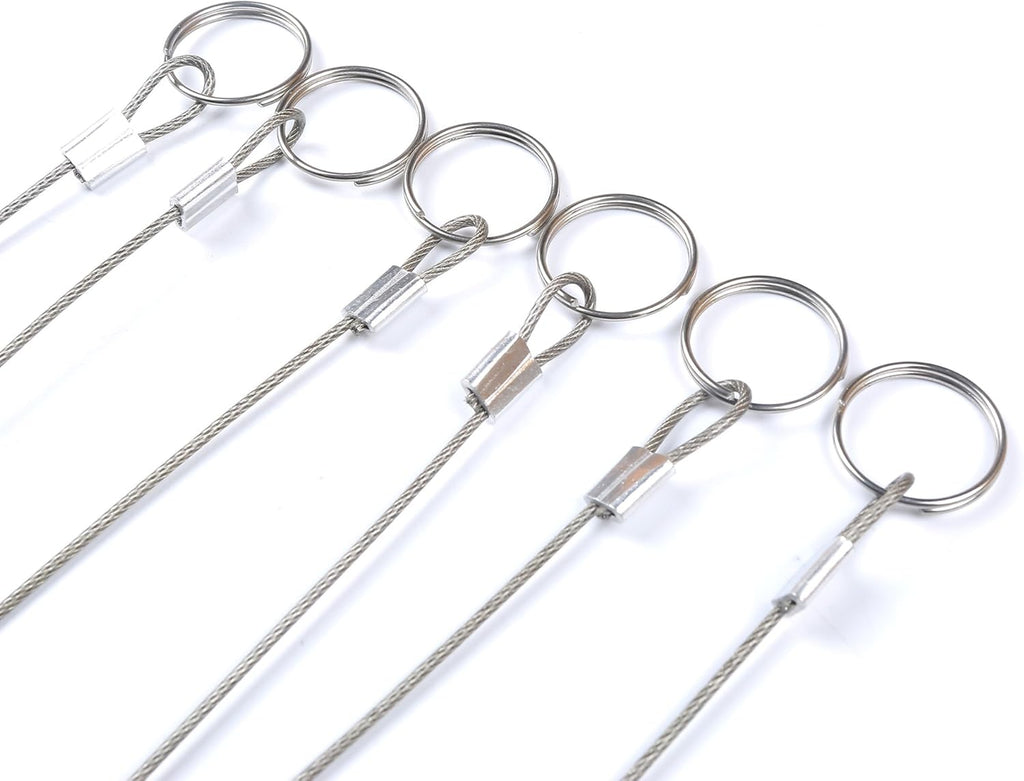 Stainless Steel Lanyard Cable Tether 2 Loops with Quick Release Ring Rubber Coating 12 (30.5cm) Set of 10 I9369