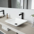 Matte Stone Vessel Bathroom Sink Set with Vessel Faucet in Matte Black L247940