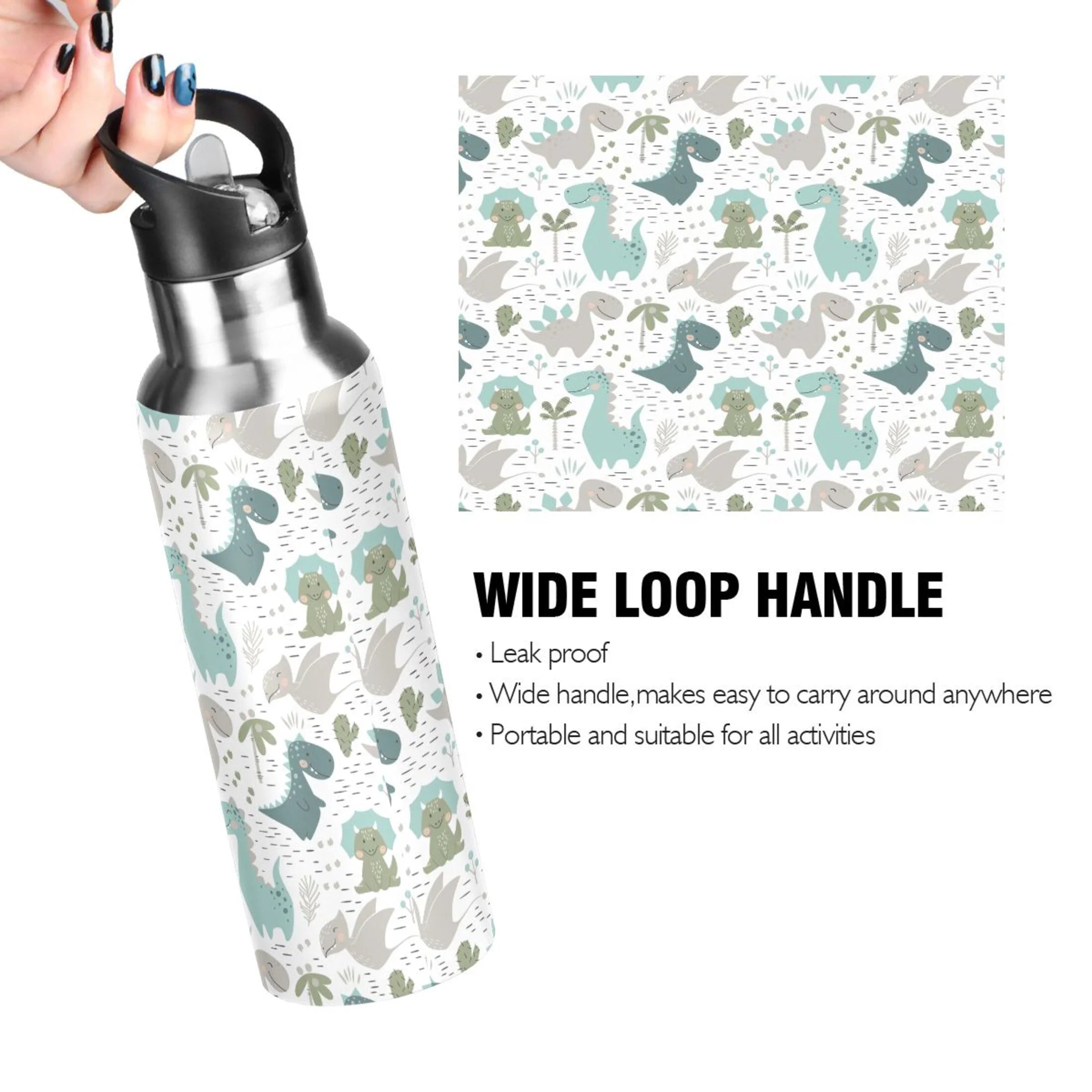 Stainless Steel Vacuum Insulated Water Bottle with Straw Lid 20 OZ N253578