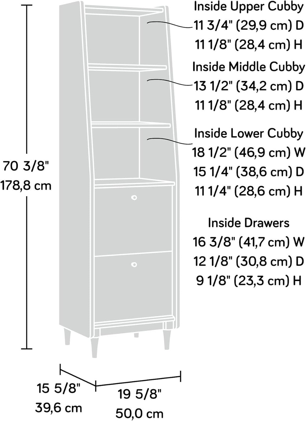 Narrow Bookcase, Grand Walnut finish, Pack of 2 J124