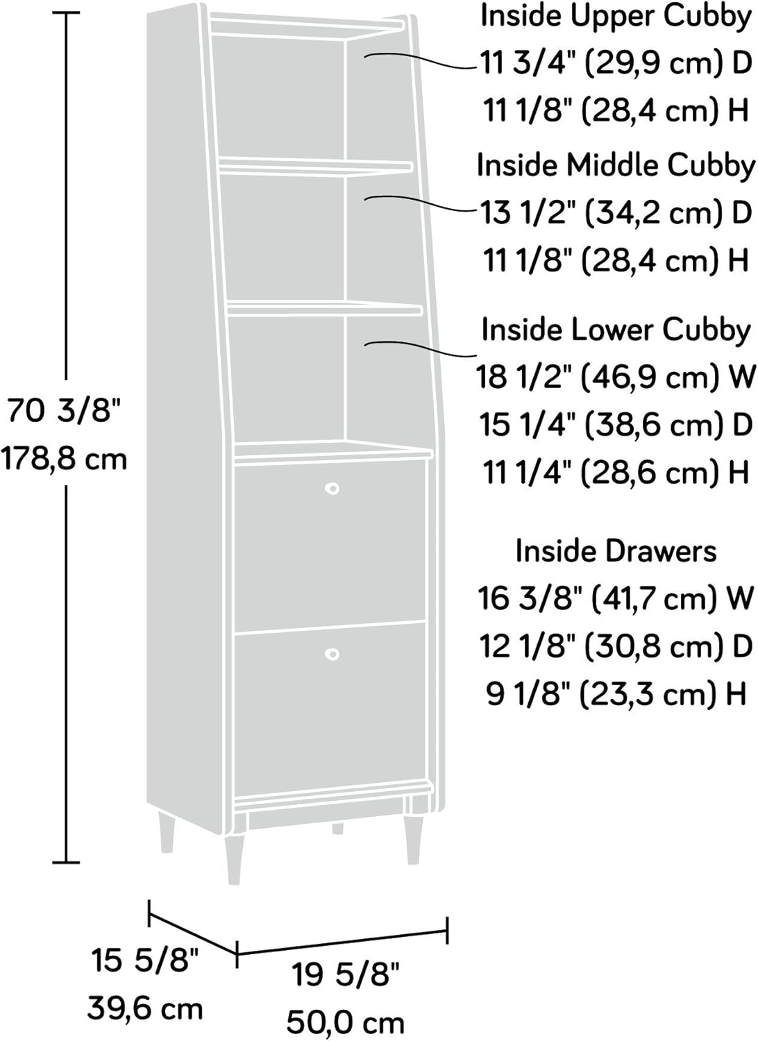 Narrow Bookcase, Grand Walnut finish, Pack of 2 J124