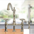 Polished Nickel Bridge Style Kitchen Faucet with Metal Cross Handles O394
