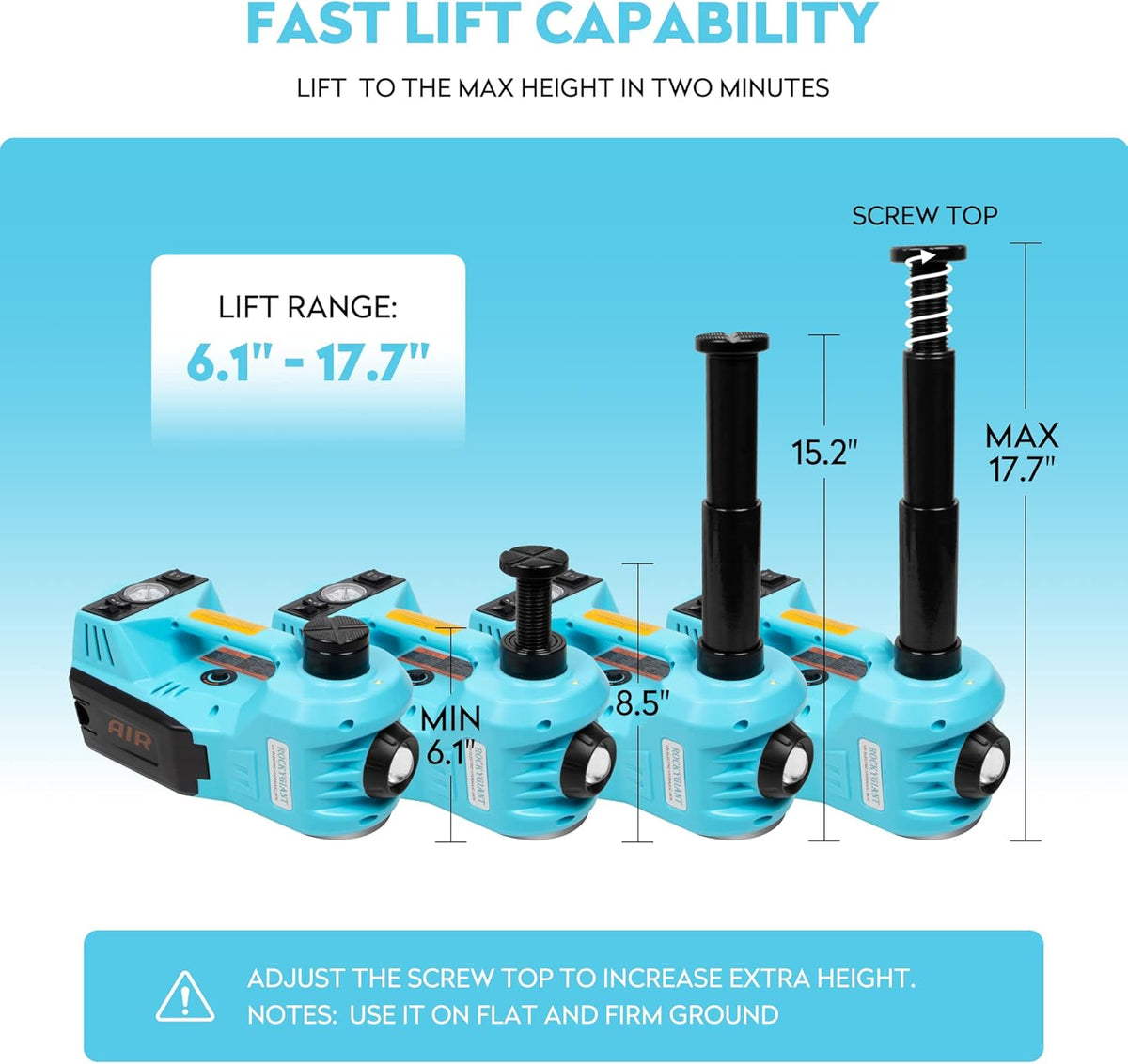 Electric Car Jack Kit 5 Ton Hydraulic Car Jack Lift with Power Wrench, Built-in Air Pump and LED Light, DC 12V Y999