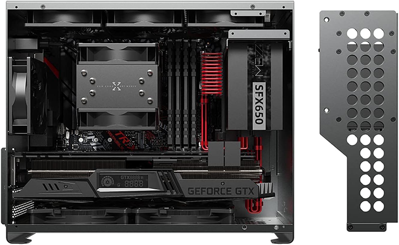 Dark Gray Aluminum Micro ATX Computer Case with Tempered Glass V4620