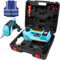 Electric Car Jack Kit 5 Ton Hydraulic Car Jack Lift with Power Wrench, Built-in Air Pump and LED Light, DC 12V Y999