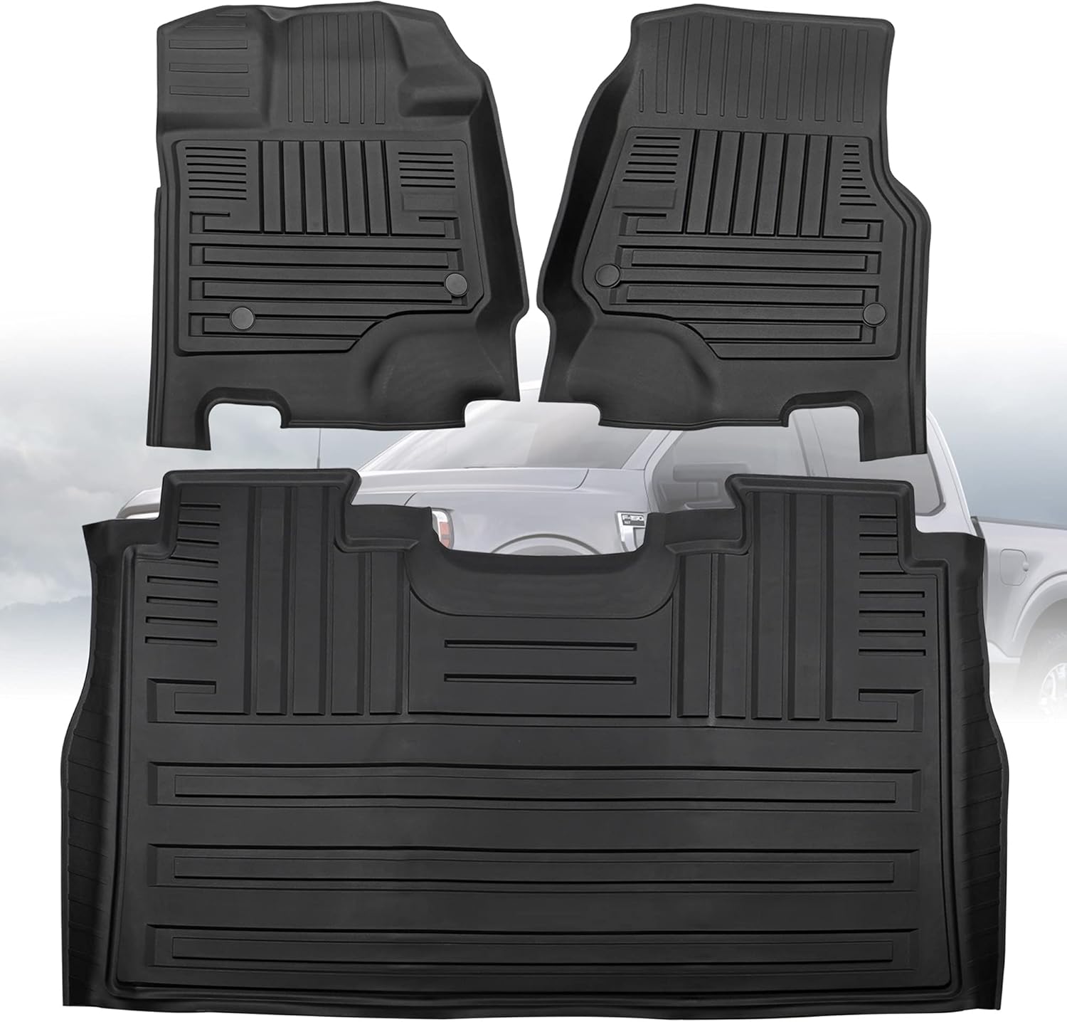 Black TPE All Weather Floor Mats, Full Set of Front and Rear D29729