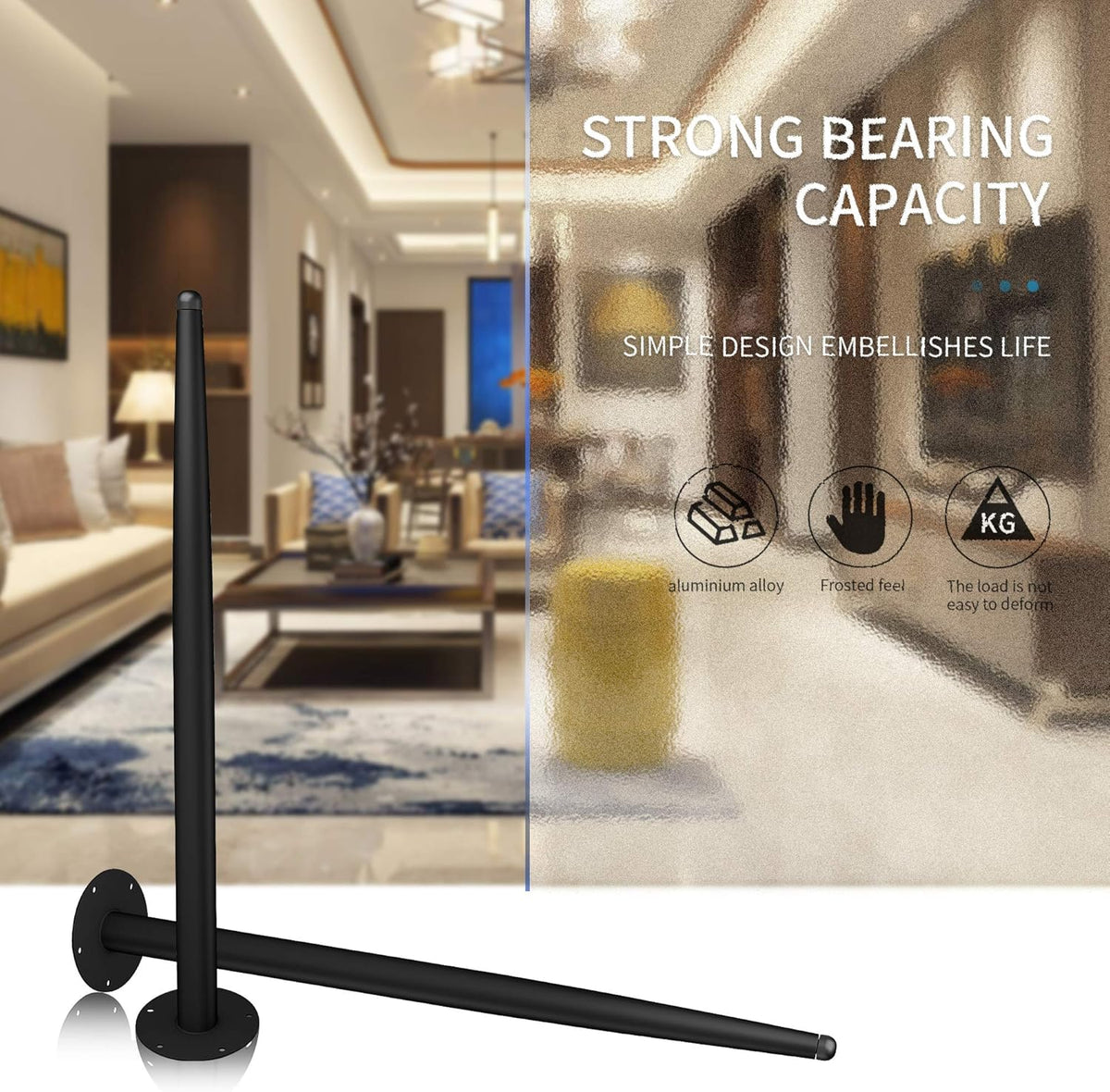 Black Metal Furniture Legs Pack of 4 Q87356