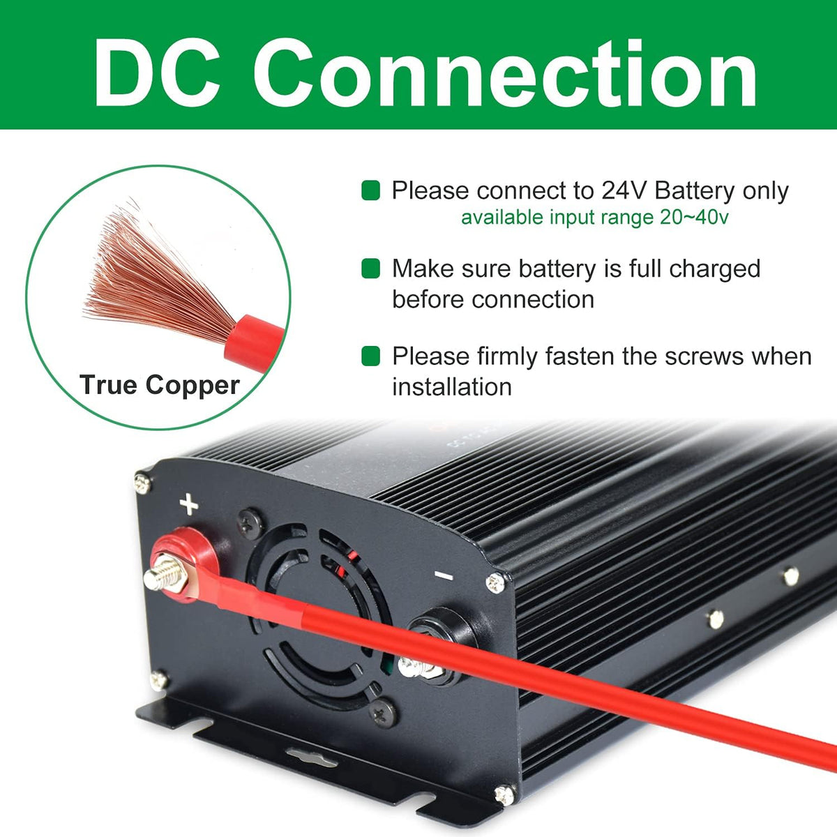 Power Inverter 1000W Pure Sine Wave 24v to 110v 120v Surge 2000 Watt Converter dc to ac with Cigarette Lighter Z487292