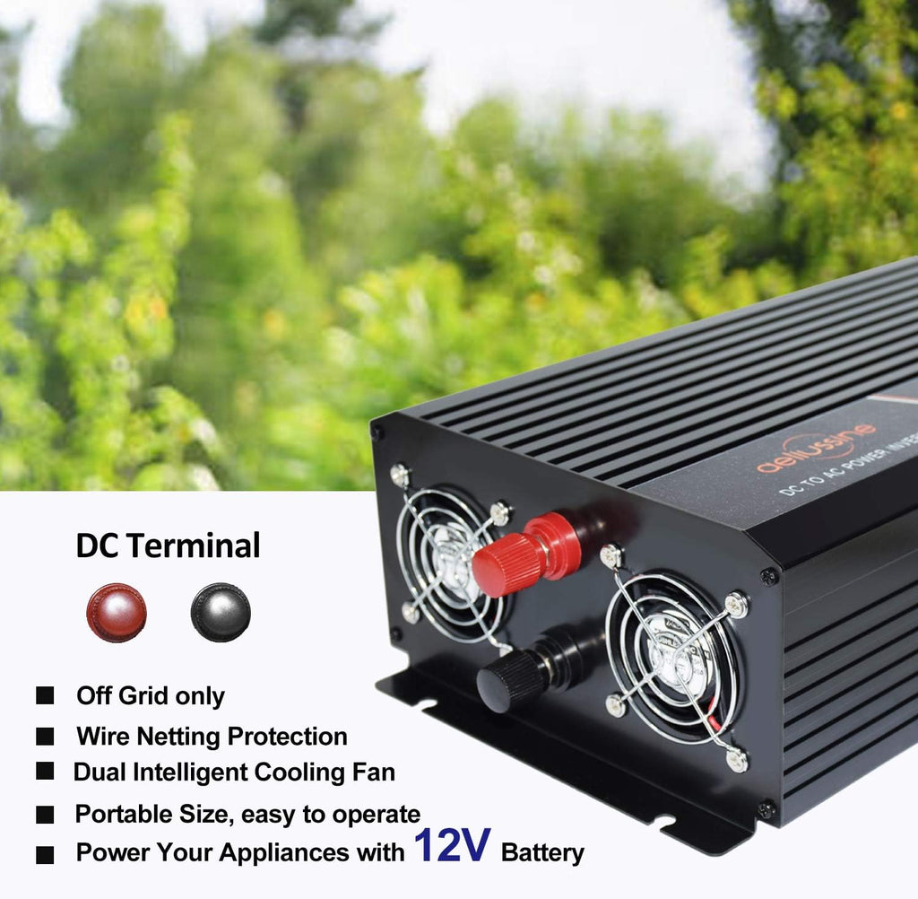 1500w Pure Sine Wave Power Inverter 12V DC to AC 110V 120V Car Power Inverter Q332