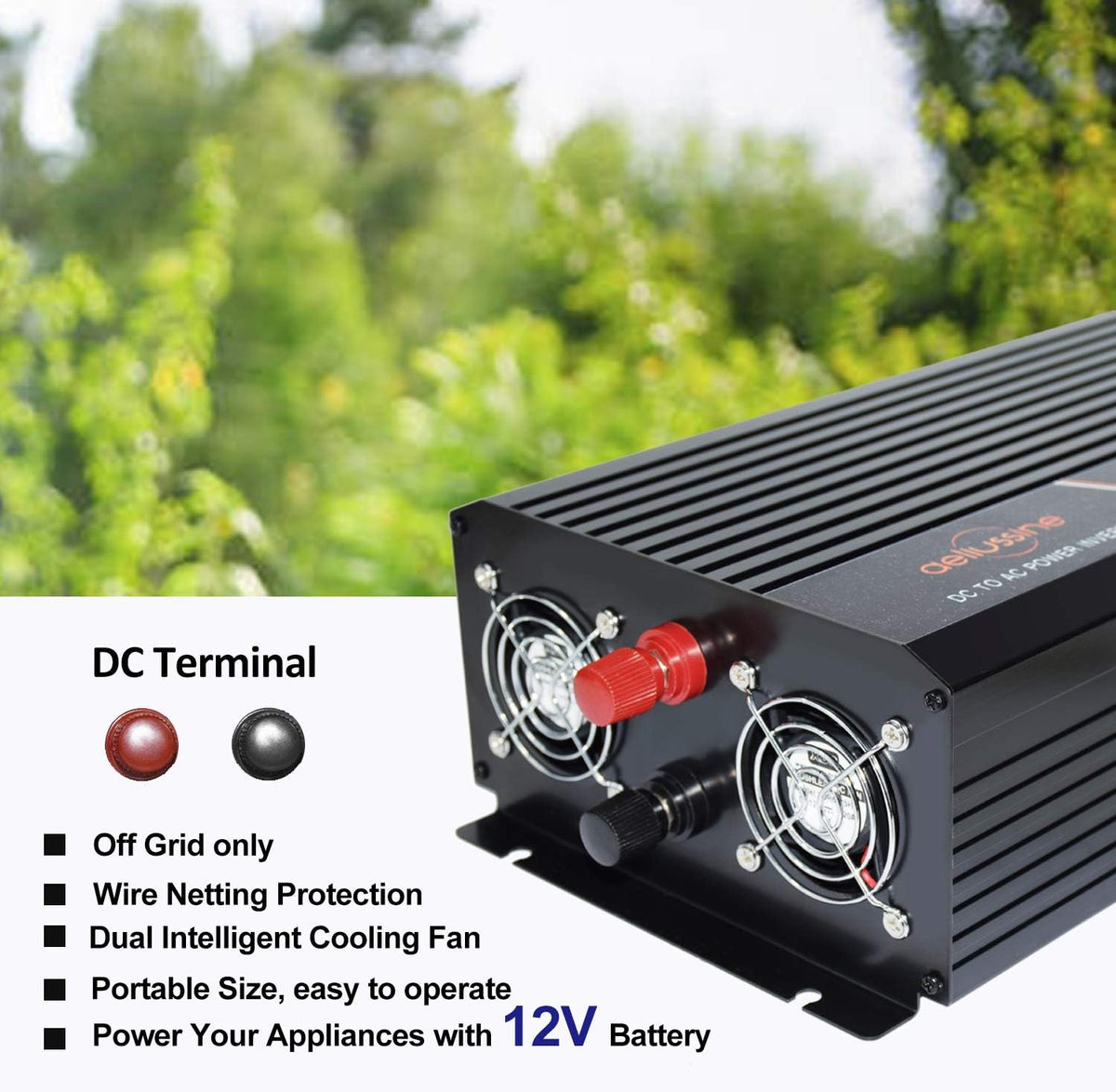 1500w Pure Sine Wave Power Inverter 12V DC to AC 110V 120V Car Power Inverter Q332