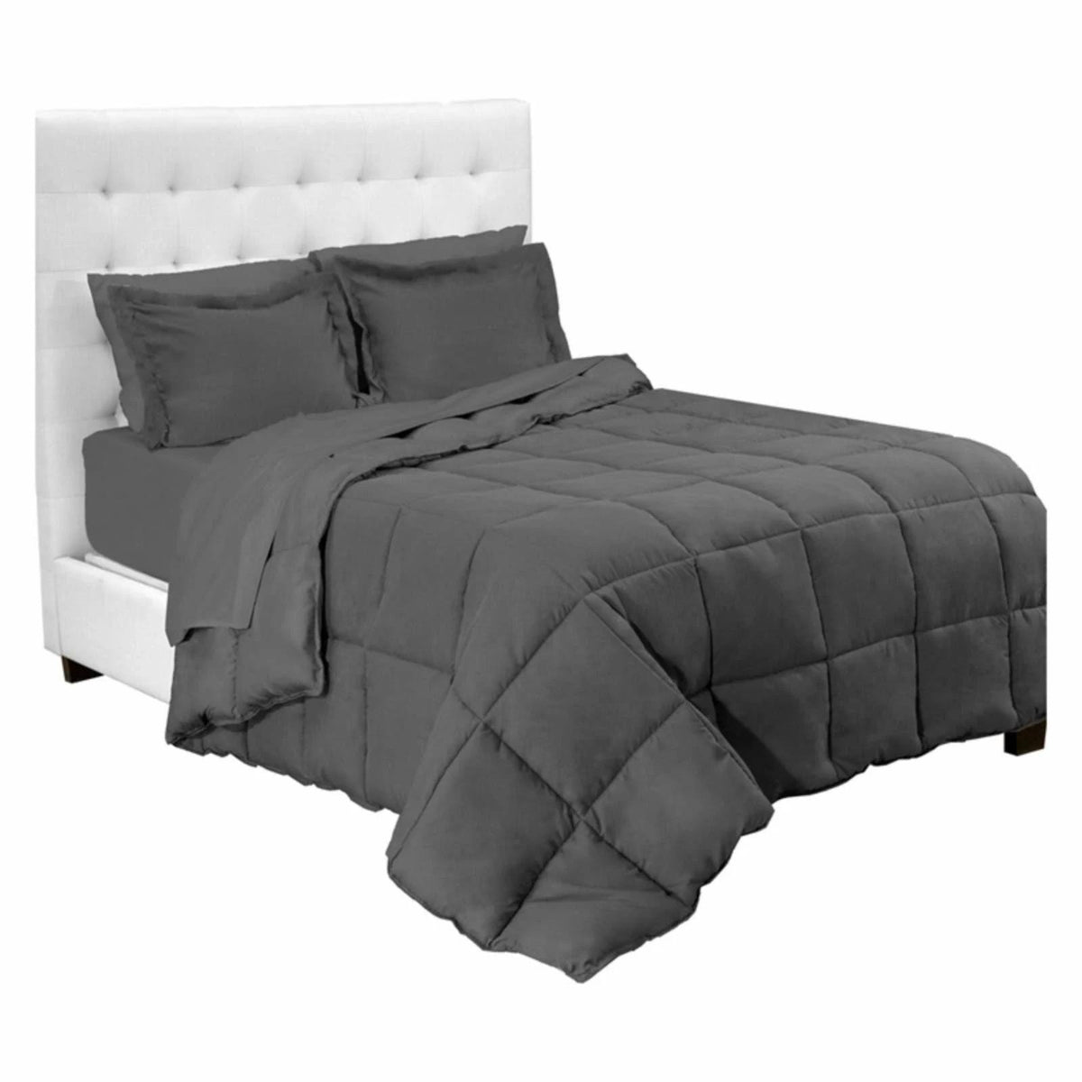 Split California King Gray Microfiber Bed in A Bag Y975330