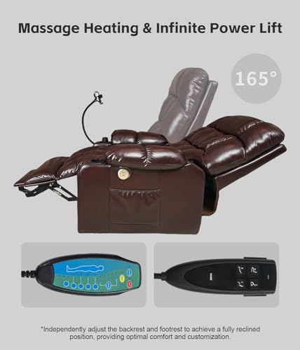 Grey Fabric Power Lift Recliner Chair with Cupholder and USB Ports O908