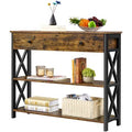 Rustic Brown/Black MDF Console Table with Drawer E453