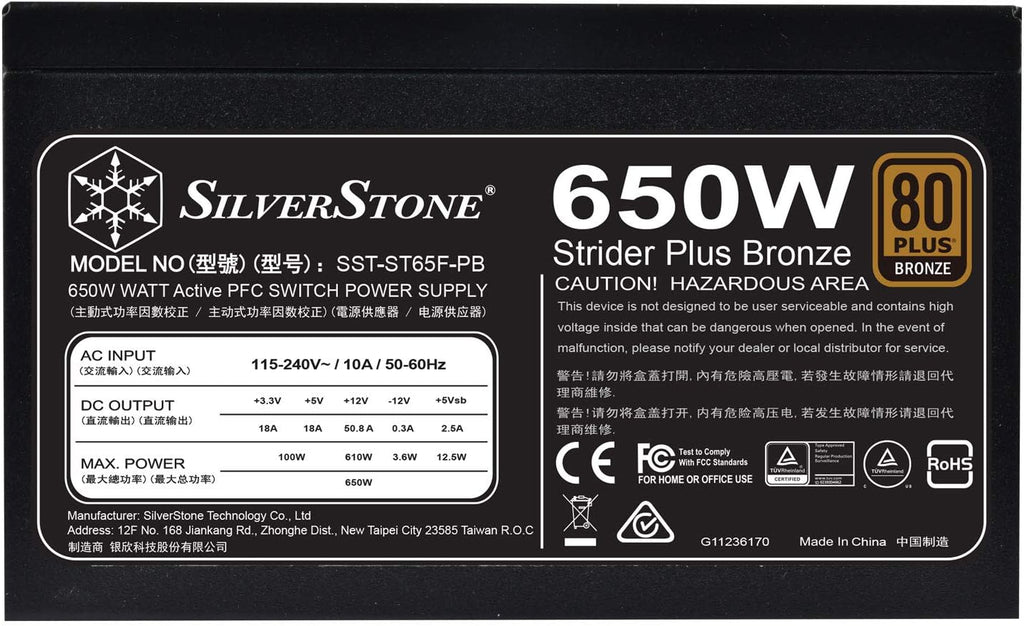 650 Watt ATX Power Supply 80 Plus Bronze Modular P219022