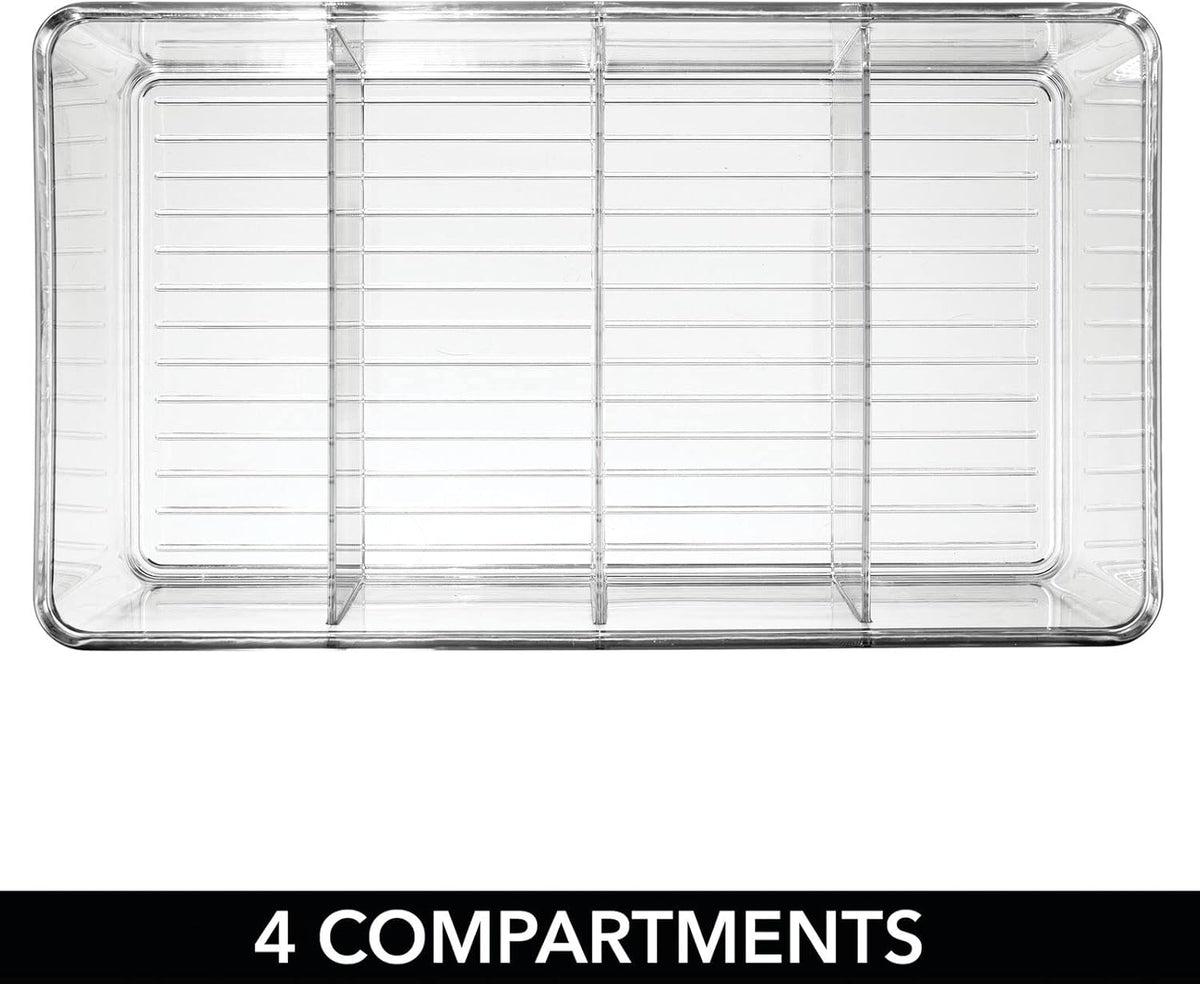 Clear Plastic 4 Divided Sections Storage Bin Box 2 Pack Z5651