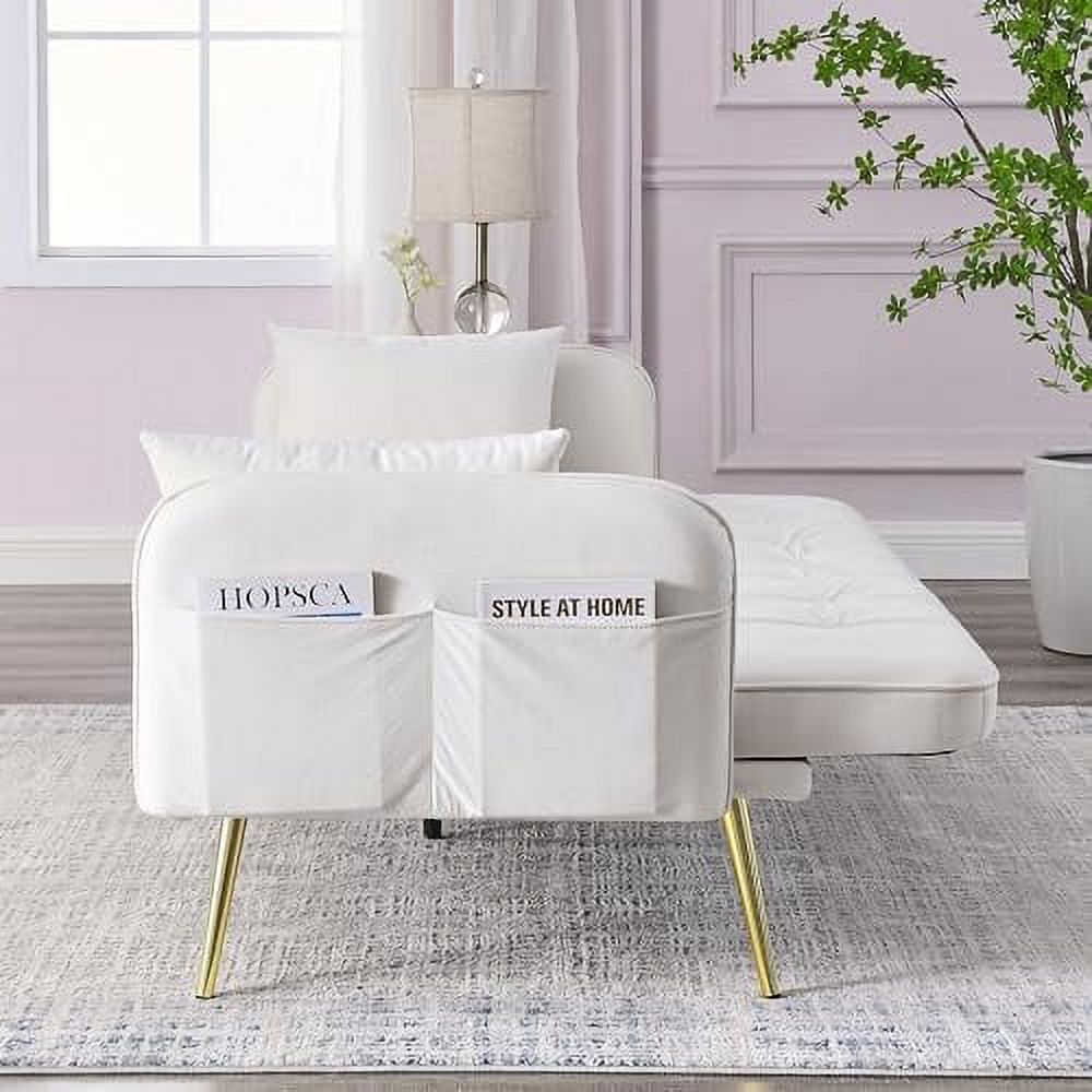 Black Convertible Folding Linen Fabric Futon Sofa Bed with Adjustable Backrest and Metal Legs Z56278
