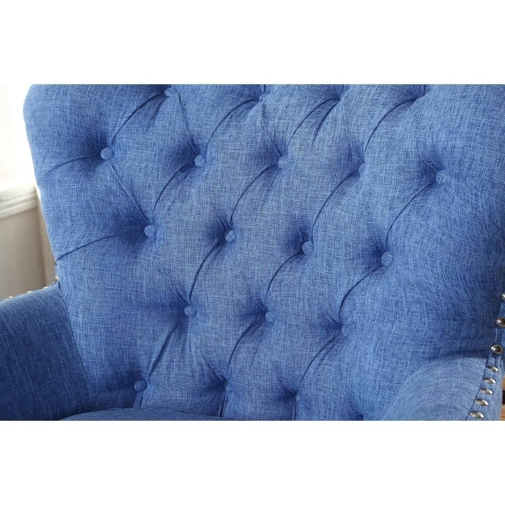 Blue Button Tufted Accent Chair with Nailhead Trim E492