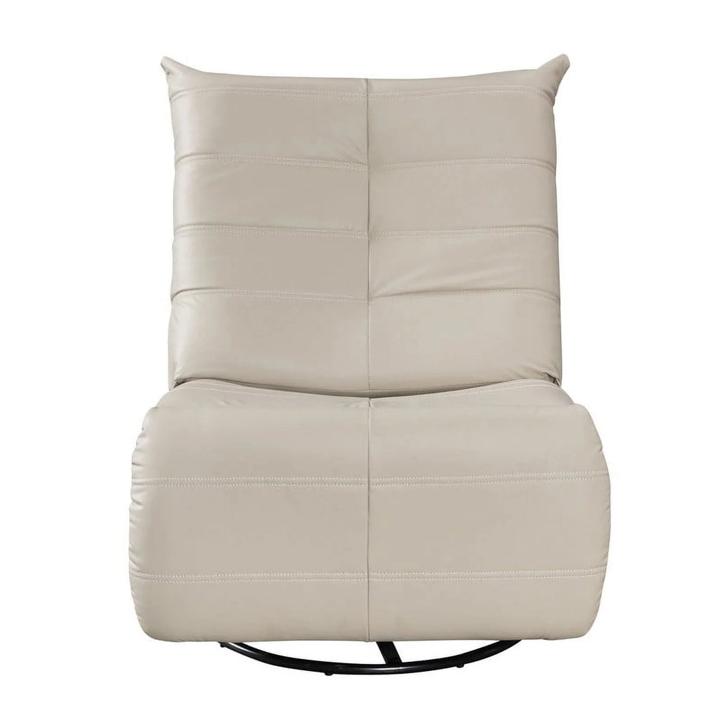 Modern Beige Faux Leather Swivel Glider Recliner L19093
