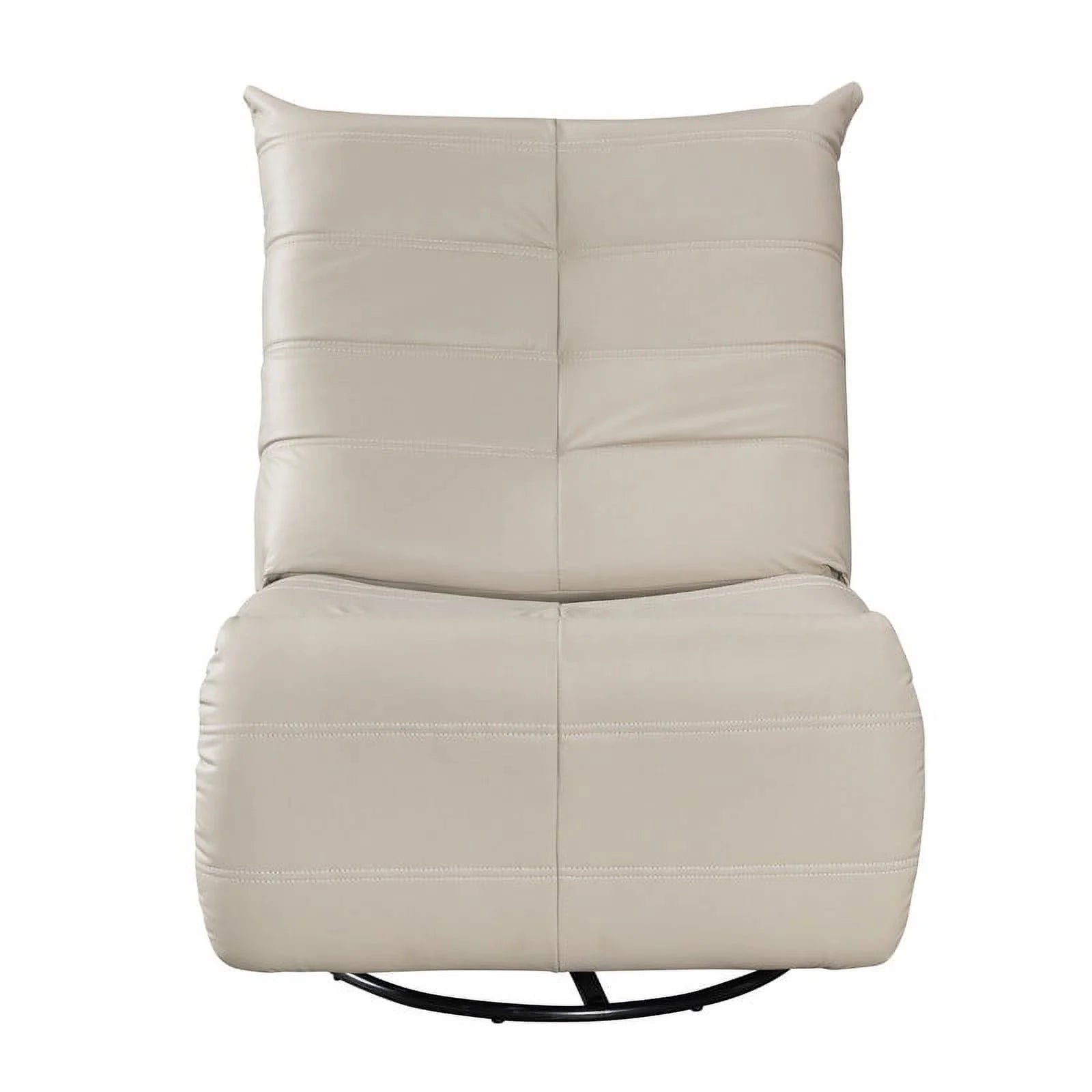 Modern Beige Faux Leather Swivel Glider Recliner L19093