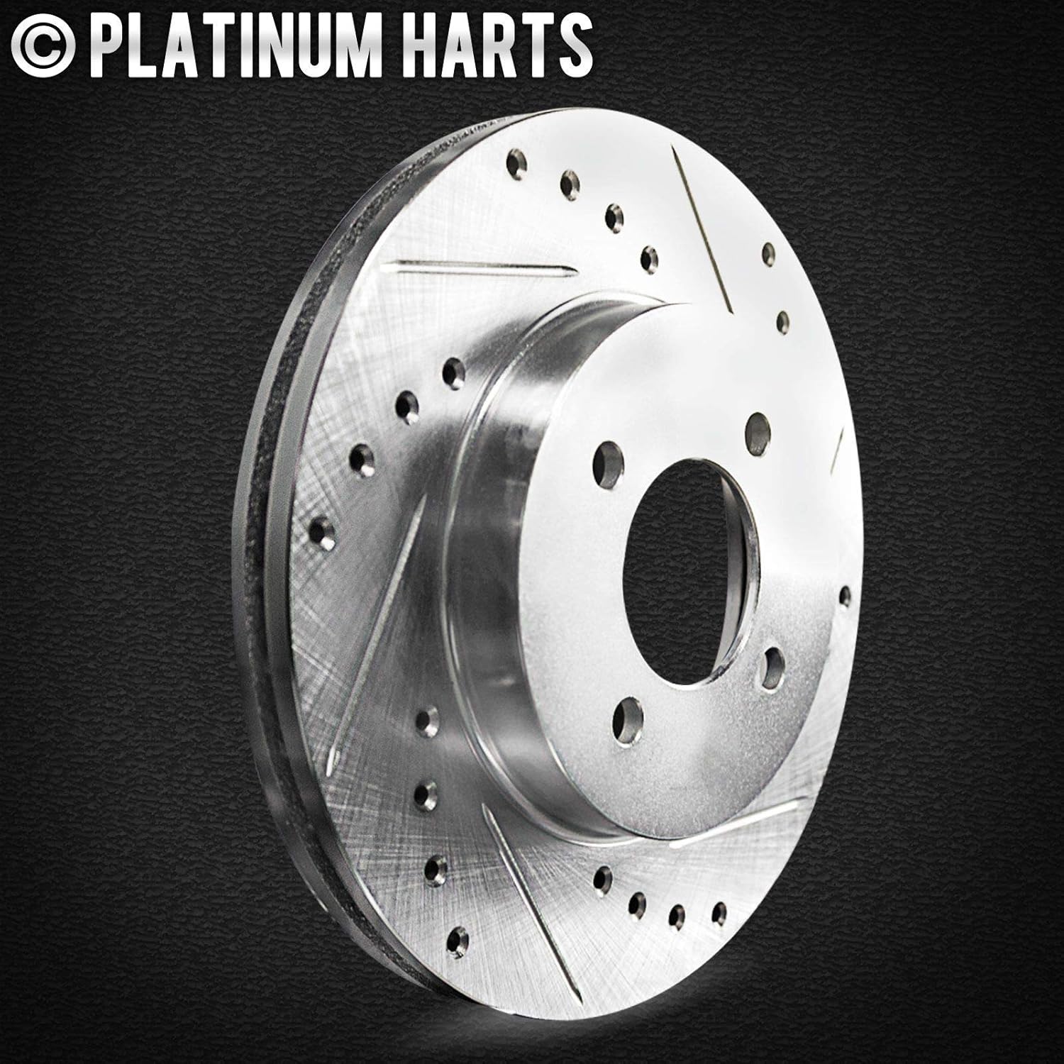 Front and Rear Brake Rotors Silver Drilled Slotted Heavy Duty Pads Q50317