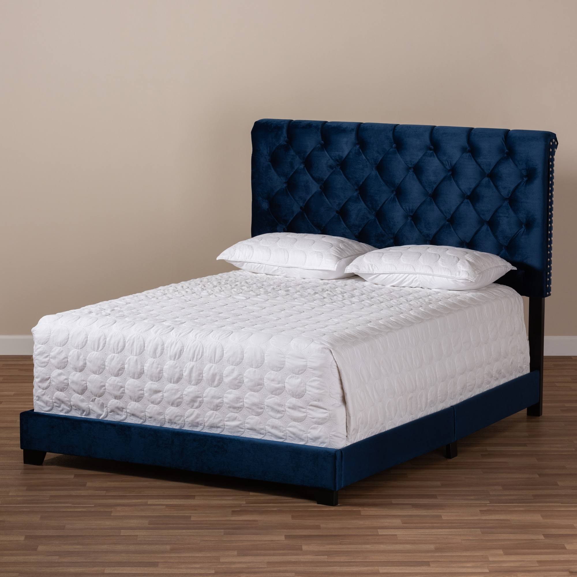 Navy Blue Velvet Upholstered Bed I389073