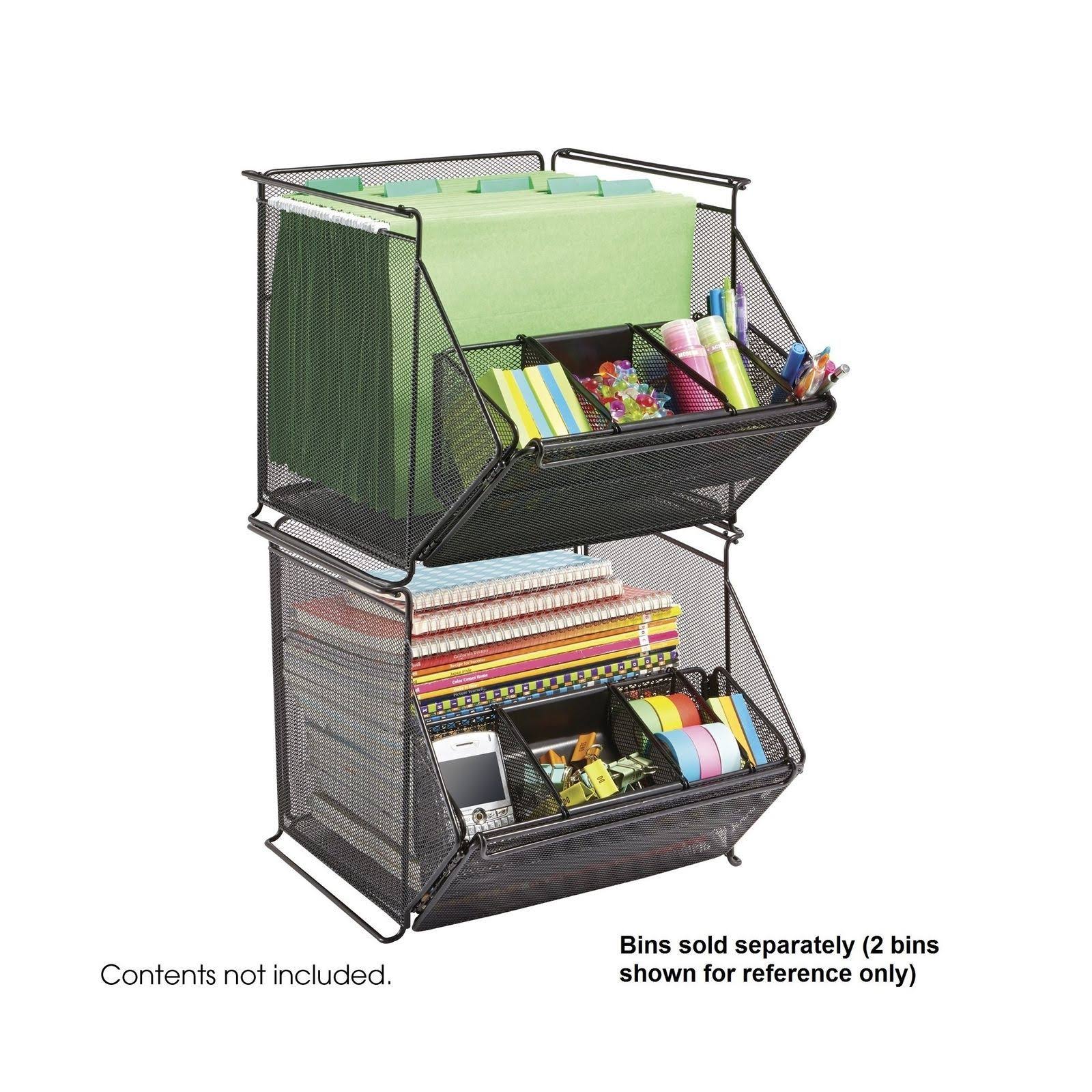Onyx Mesh Stackable Storage Bins Black O7427