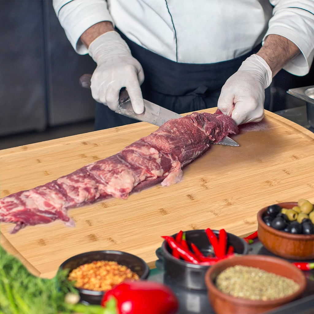 Bamboo Cutting Board with Stainless Steel Chef Knife Y9510