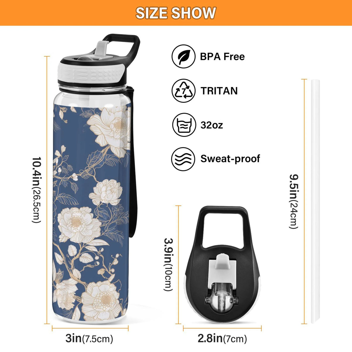 32oz Tritan Water Bottle with Straw C331012