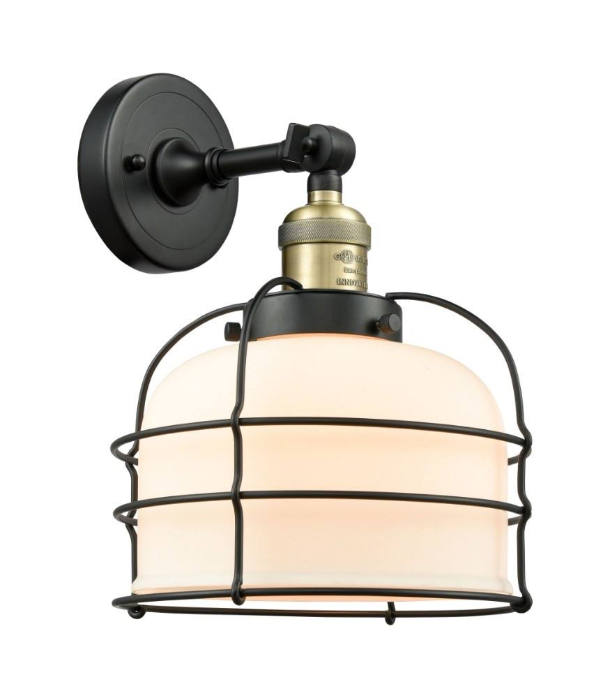 Large Bell Cage Semi-Flush Mount Light in Matte Black G271