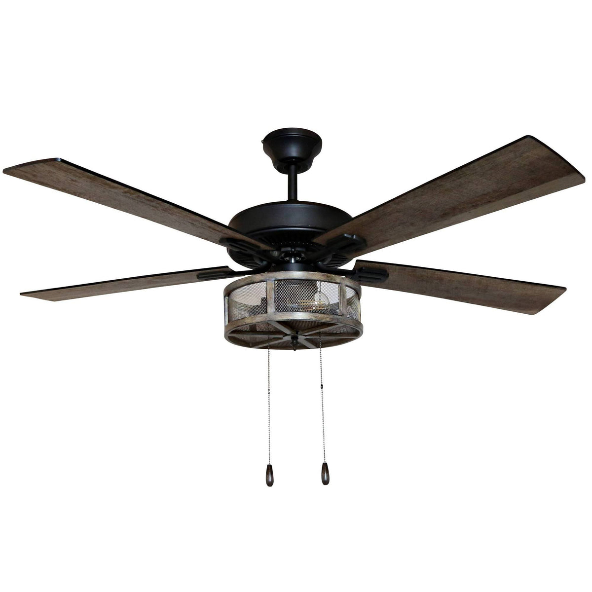 52x22 LED 5-Blade Woodgrain Caged Farmhouse Lighted Ceiling Fan G577498